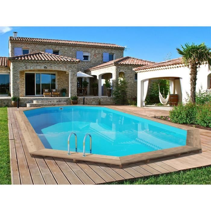 Piscine bois - HABITAT ET JARDIN - Palma - Octogonale allongée - 7.57 x 4.07 x 1.31 m