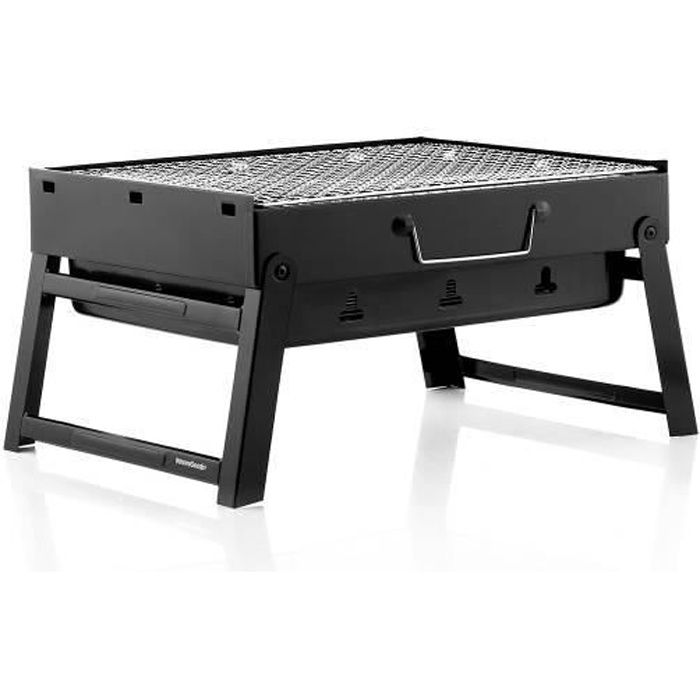 InnovaGoods® Barbecue carbone portable, gril, transfert facile et confortable, matériau en fer (noir).