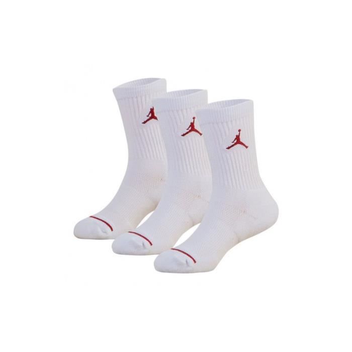 Chaussettes - JORDAN - Crew 3 pack - Blanc et Rouge - Confortables - Taille 27-35