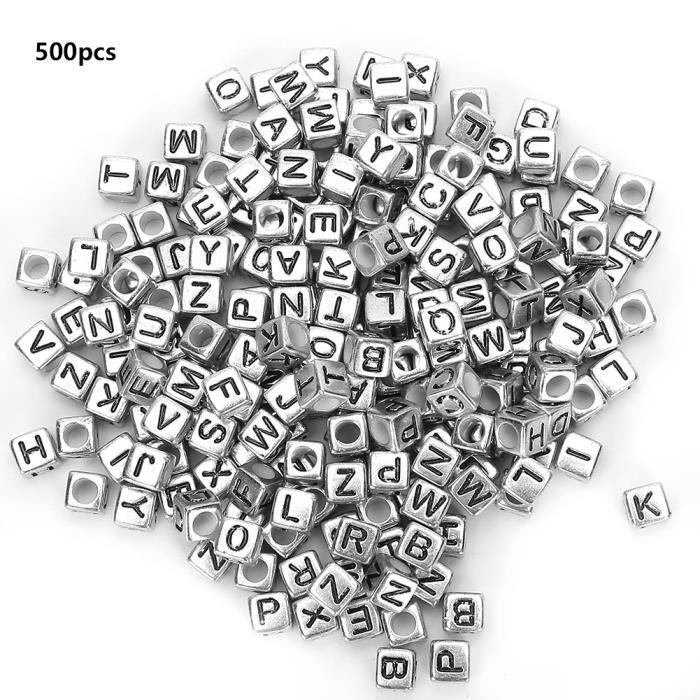 Lot De 500 Perles Cubes Acryliques Rouges Avec Lettres Alphabet - 6mm - Pour Création De Bijoux Personnalisés