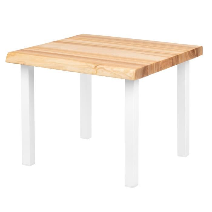 lamo manufaktur table basse en bois - industriel - salon - 60x60x47cm - frêne naturel - pieds métal blanc - modèle classic