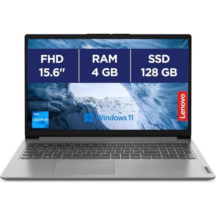 Lenovo IdeaPad 1 15IJL7 - Ordinateur Portable 15.6 FHD Intel Celeron N4500RAM 4GoeMMC 128GoIntel UHD GraphicsWindows 11 en