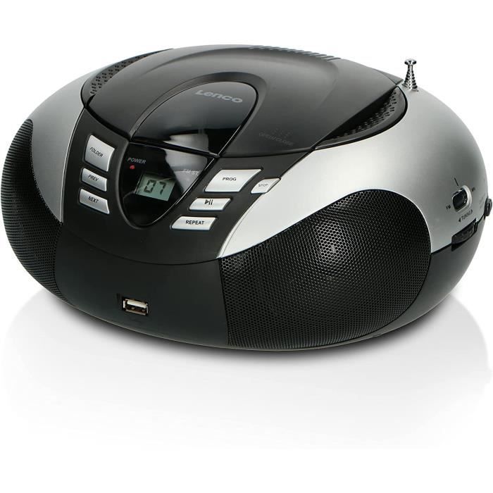 Lenco SCD-37 - Radio CD Enfant - Stereo - Boombox - Tuner FM - Port USB - MP3-2 x 1,5 W RMS Power - Alimentation Secteur et B