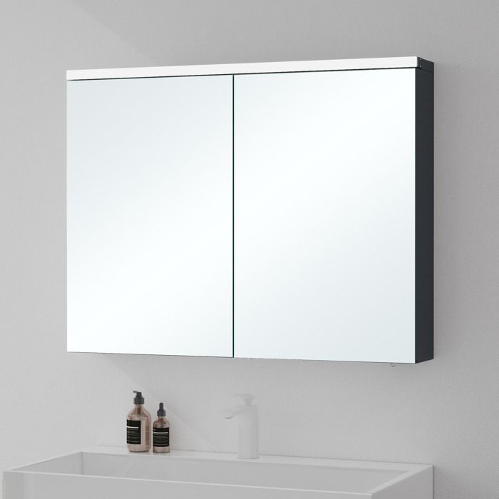 Armoire Suspendue de Salle de Bain avec Miroir LED 90x15x70 cm Anthracite Mat MAI & MAI