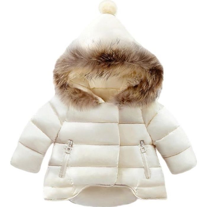 Bebe Fille Manteau Hiver A Capuchon Fourrure Veste Chaud Blouson Manteau Enfant Blanc Cdiscount Pret A Porter