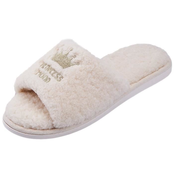rose 38-39 Convient pour 11,3-11,6 m SZMYLED Chaussons pour homme et femme en peluche douce et douce avec semelles silencieuses en mousse pour l/’hiver antid/érapants pour int/érieur