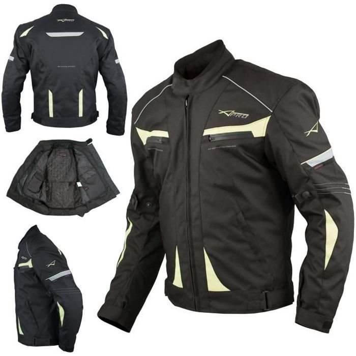 Blouson Moto Textile Protections CE Impermeable Sport étanche Fluo 3X