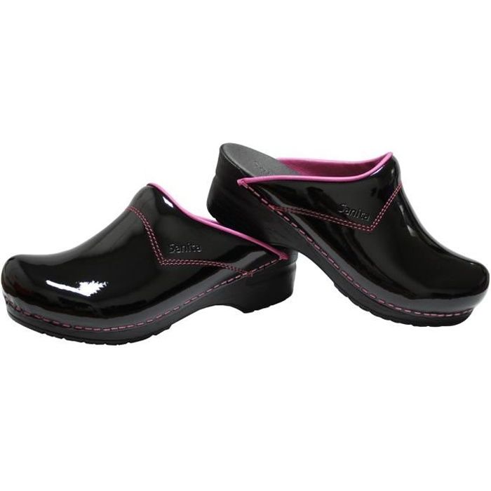 Sabot SANITA pour Fillette - SONTO (Noir Vernis & Rose) - Enfant - Cuir