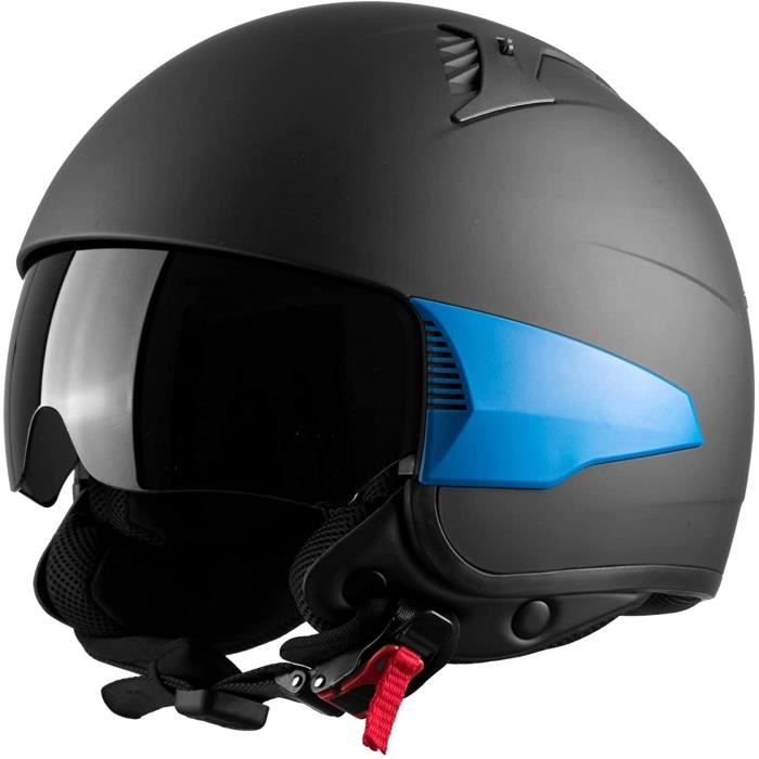 NO4-L) Casque De Moto à Visière Rabattable, Demi-visage, Casque De Descente, Ouvert, Original