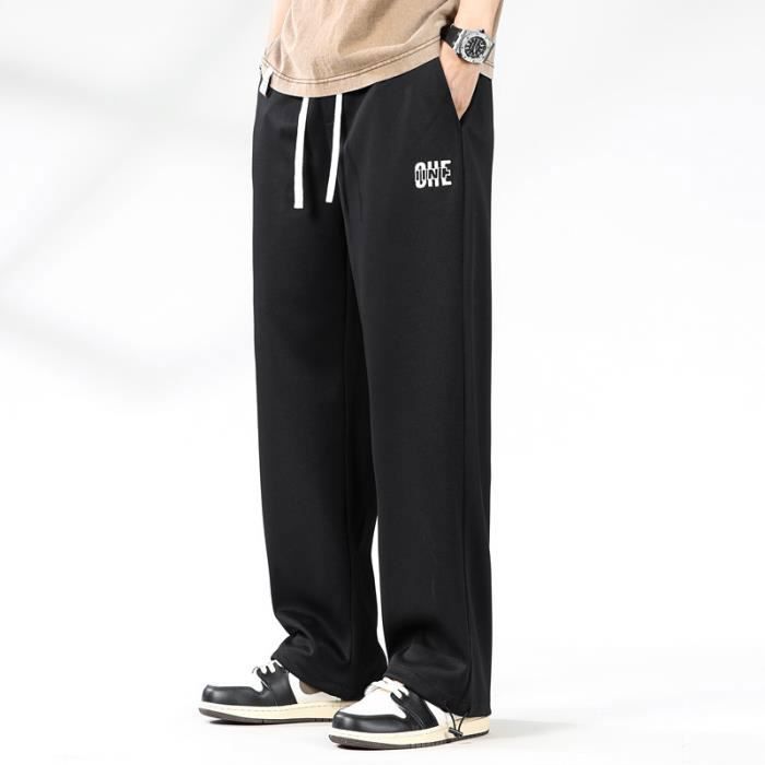 Pantalon Baggy Homme Sport Grande Taille INSFITY Coupe Droite Taille Elastiquee Casual Noir Noir Cdiscount Pret a Porter