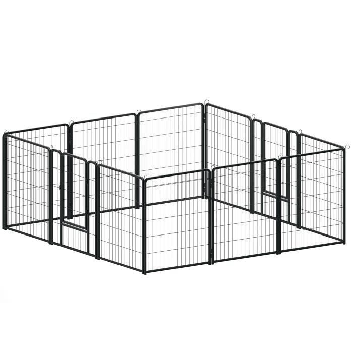 Meilleurs prix pour NAIZY Lot de 12 Clapiers Modulaires pour Chiens, Chats, Lapins, Enfants, Enclos en Métal avec Portes et Ancrages au Sol 80cm Hauteur