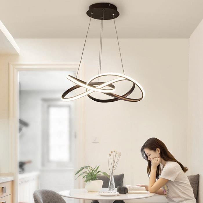 Led Suspension Anneau Design Lampe Plafond Bureau Luster Decorative Hauteur Reglable Dimmable Salon Cuisine Table Eclairage