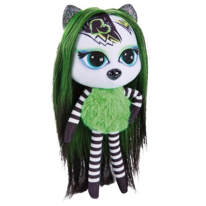 Poup?�e en peluche - Nici - Pixidoos Bami - 20 cm - Noir/Vert - Accessoires inclus - Cdiscount 