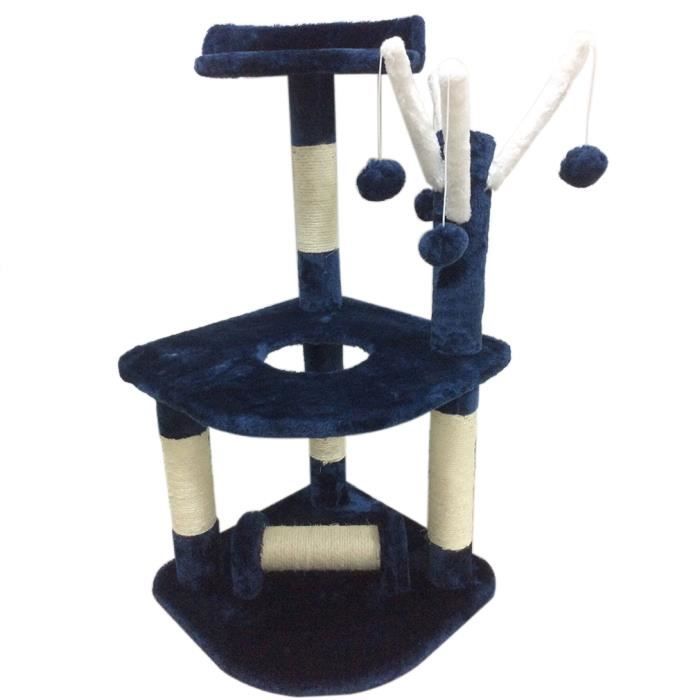 90cm 3 Couches Arbre A Chat Bleu Fonce Avec Colonne Griffoir Cdiscount Animalerie