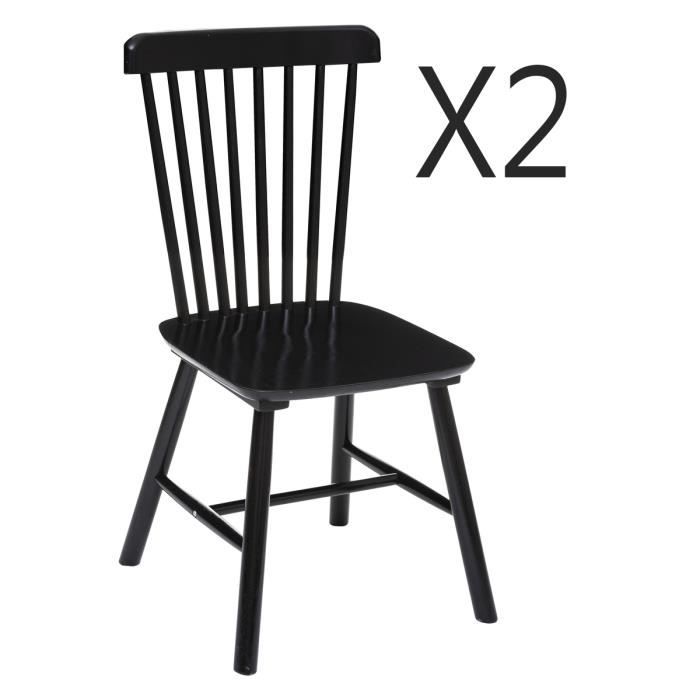 Lot de 2 chaises en bois coloris noir - Longueur 46 5 x Profondeur 52 x Hauteur 87 cm Lot de 2 chaises en bois coloris noir - Longueur 46 5 x Profondeur 52 x Hauteur 87 cm