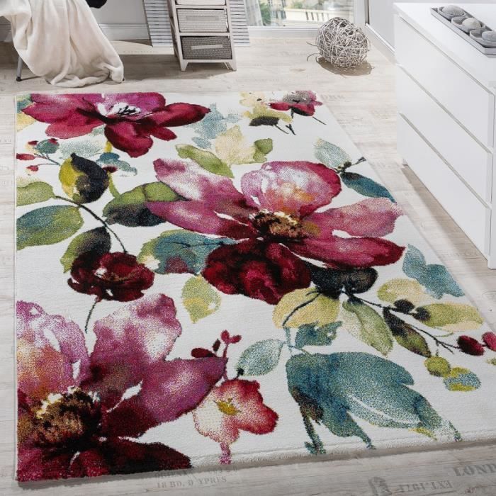 Épais moderne rugs 'pilly "tapis original beige fleurs floral bon marché tapis 