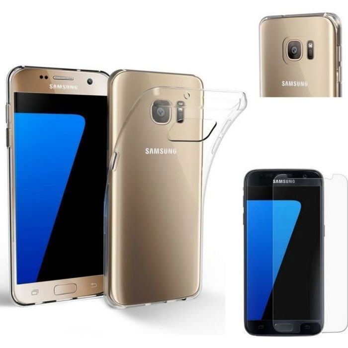 Galaxy S7 Edge Coque Protecteur d/écran en Verre tremp/é, R/ésistant aux Empreintes digitales Housse Anti-Rayures /Étui en Plastique enti/èrement Protecteur Dur Case Ultra Mince /& L/éger Noir