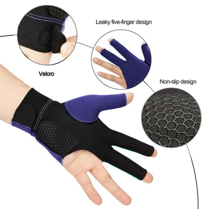 Gants De Billard Tbest 3 Doigts - Adulte - 4 Couleurs Au Choix - Lycra Respirant
