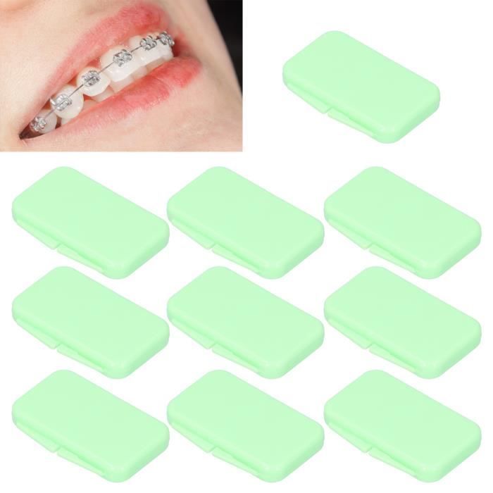 Pwshymi Cire pour appareils dentaires 10pcs Cire Orthodontique de Soins Dentaires pour Protection de hygiene appareil Vert clair