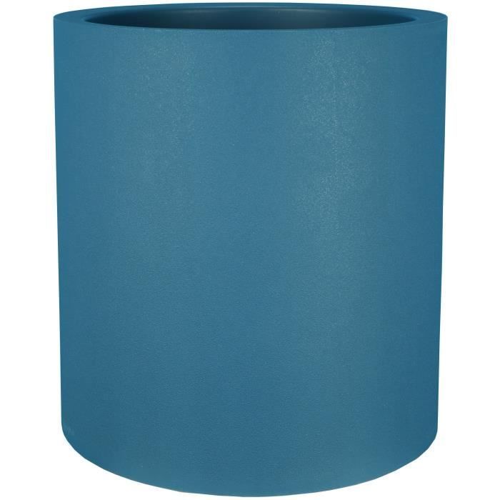 Pot de fleurs rond RIVIERA GRANIT - Plastique - D49 x H535 cm - Bleu
