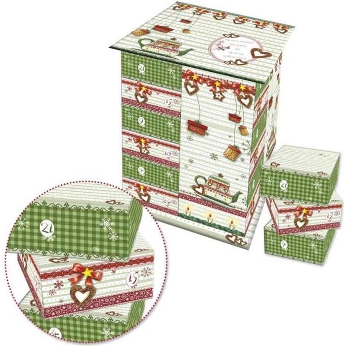 Calendrier de l'avent "Tour de Noel" 24 boites à remplir - Cdiscount Maison