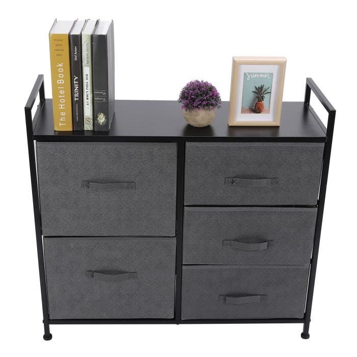 Etagère de rangement Armoire tissu étagère commode SALUTUYA Noir