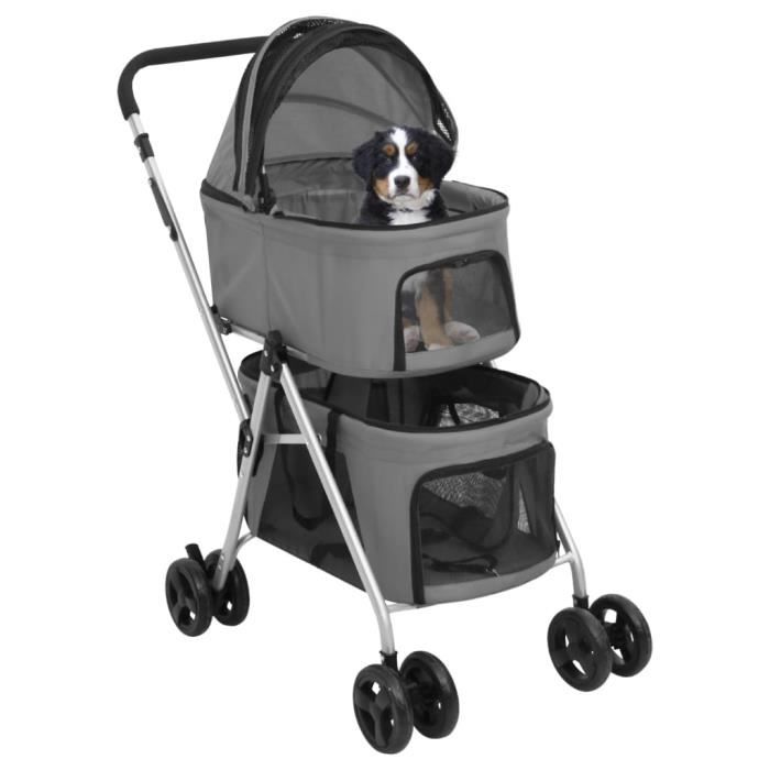 Comparer les prix de Poussette pour chien pliante à 2 niveaux Gris 83x48x97 cm-SALALIS-SP0944