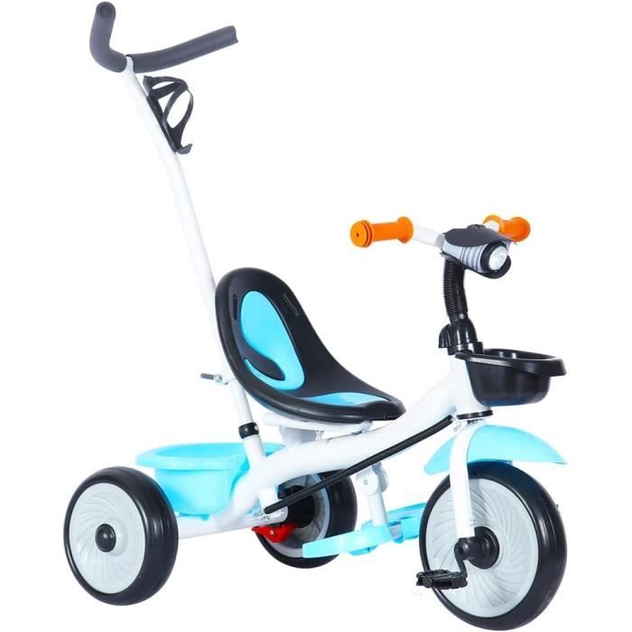 Tricycle Pour Enfants, Tricycle Bébé 4-En-1, Tricycle Pliable Avec Rétroviseur Cloche, Pare
