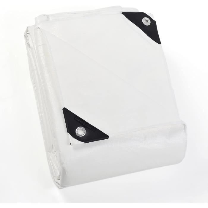 Bâche De Protection étanche 4x6 M - Poids 260g/m² - Blanc Avec œillets Aluminium - Neuf - Marque Bestpriceparts
