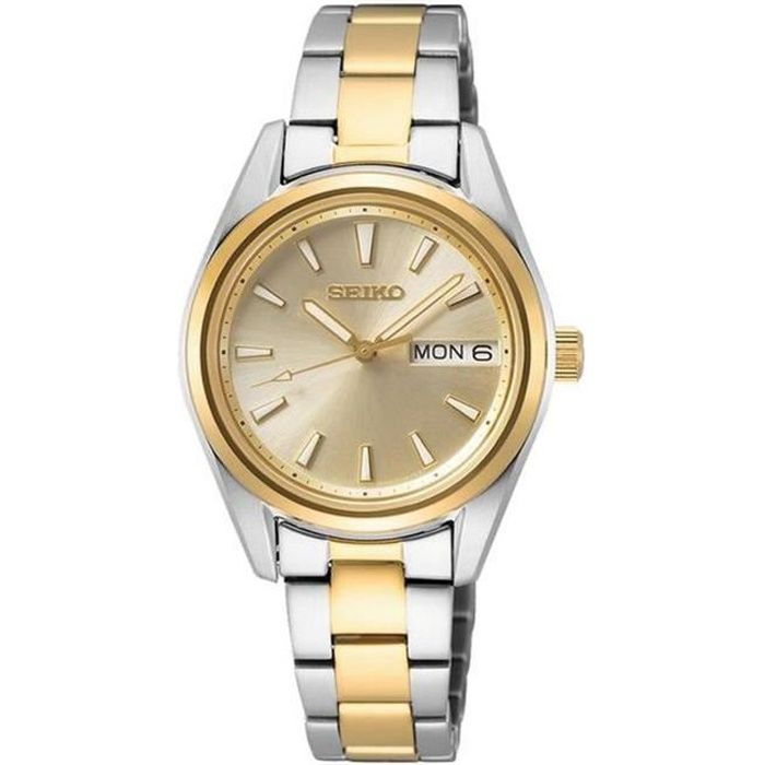 Bracelet acier femme - SEIKO - Montre femme Seiko acier bicolore jour/date collection classique - Couleur de la matière:Blanc