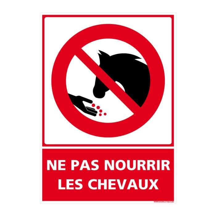 Plaque Panneau Ne pas nourrir pour des raisons de santé, cheval, animal de la ferme