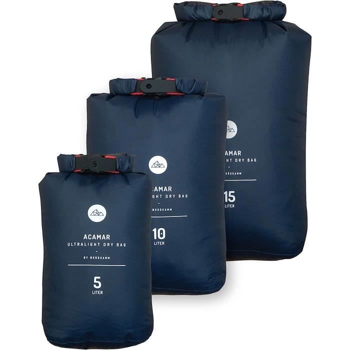 Drybag set 5L, 10L, 15 liter, dry dag ultralicht, waterdicht, geel