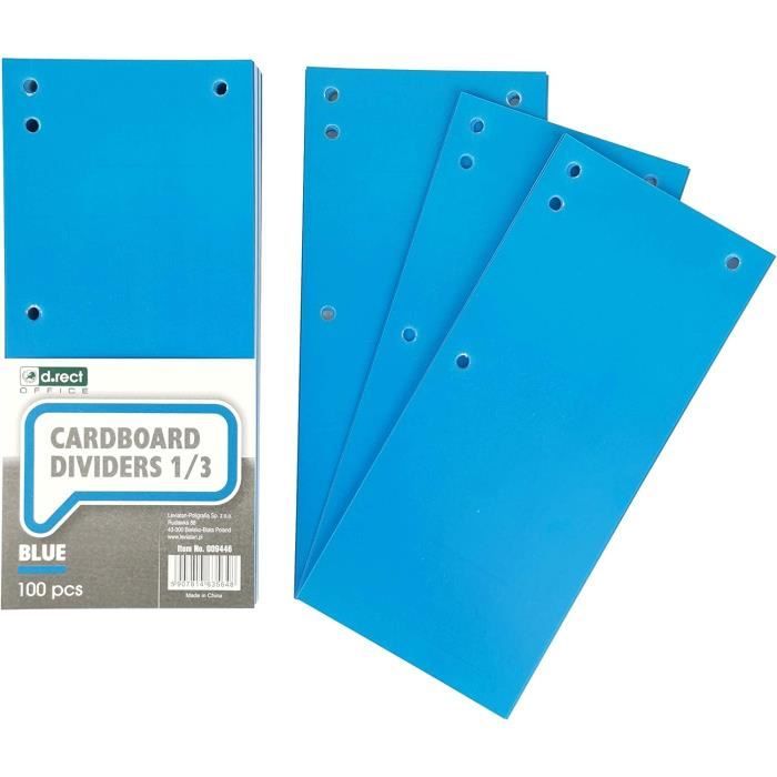 100 Intercalaires Carton Jaune Perforés - 190g/m² - 10,5x24cm - Certification Ange Bleu