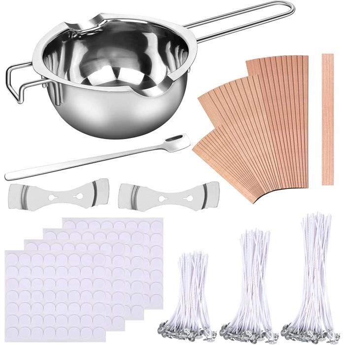 Kit Complet Fabrication De Bougies DIY - Pot En Inox 400 Ml, 150 Mèches, Colorants, Autocollants - Idéal Débutants Et Passionnés - 7