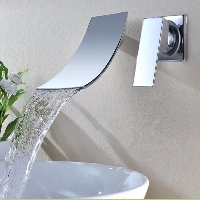 Robinets de lavabo de Salle de Bains, robinets Cascade pour lavabo de Salle de Bains, Noir