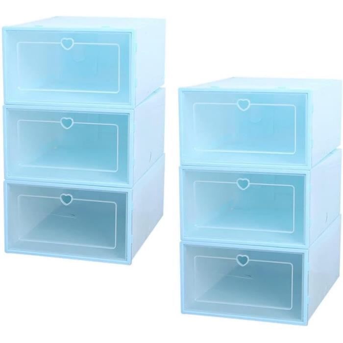 Boîtes à Chaussures Transparentes - Lot De 3 - Empilables Avec Porte Coulissante - 37x25,5x20 Cm