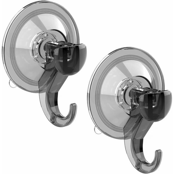 Lot De 2 Supports Muraux à Ventouses Pour Balai – Fixation Sans Perçage – Pour Carrelage, Verre – Idéal Buanderie, Garage – Gris