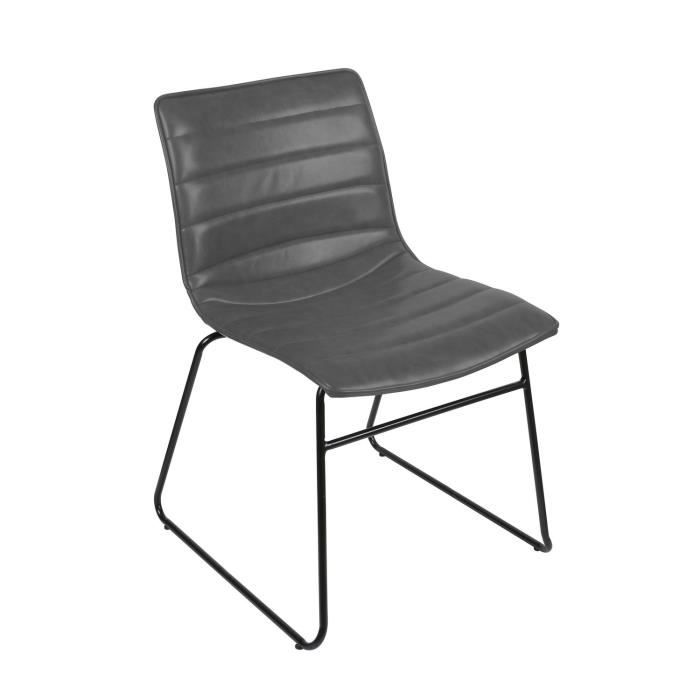chaise industrielle - urban living - brooklyn - gris - structure en métal - assise en pvc