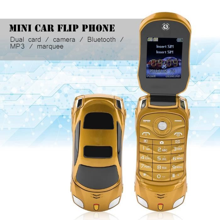 Téléphone de voiture Ferrari YOSOO F15 - Double carte double veille - SMS - MP3 - Radio - Bluetooth - Or