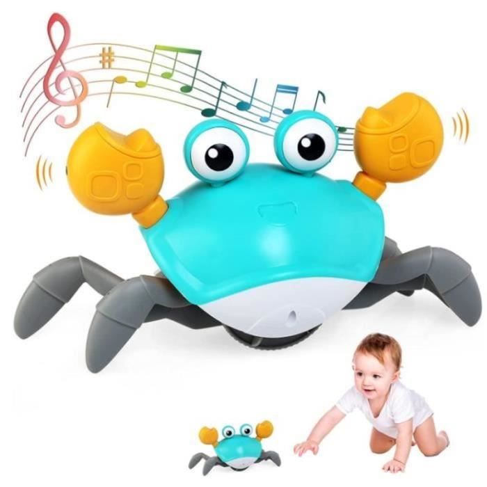 Crabe Musical rampant Jouet Bébé 0-12 Mois - Jouet Sensoriel Dansant avec Son et Fonction d'Enregistrement pour Bébé, Tout-Petit, Garçons et Filles - Cadeau Interactif pour Stimuler l'Apprentissage de la Marche à Quatre Pattes