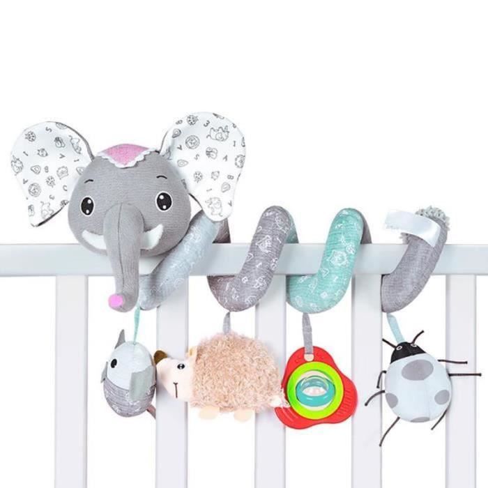 Jsf Jouet Eveil Bebe Spirale D Activite Gris D Elephant En Peluche De Landau Enveloppant Boite A Musique Integree Cdiscount Puericulture Eveil Bebe
