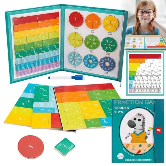 Jeu éducatif Fractions Magnétiques - 110 Pièces - Apprentissage Mathématiques Montessori - Enfant 5 Ans Et Plus