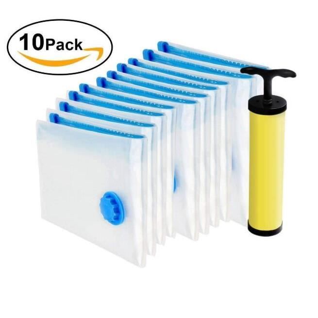 Lot De 14 Sacs De Rangement Sous Vide + Pompe - Compression Literie/Vêtements