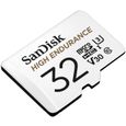 SanDisk - Carte microSDHC haute endurante pr la vidéosurveillance + Adaptateur SD, 32 Go, 100Mo/s  lecture 40Mo/s écriture, U3, V30-1