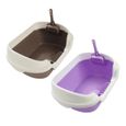 Bac à litière semi-fermé pour chat Bassin de nettoyage pratique pour en Toilette en pour (café, taille M)  BAC A LITIERE-1