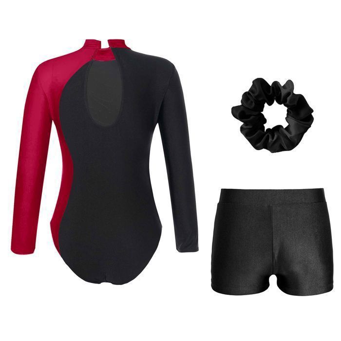 RUNQHUI Enfant Fille Justaucorps Gymnastique Avec Short Ensemble Gym Danse Ballet
