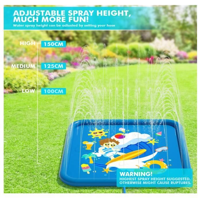 Tapis De Glisse Eau Adulte Tapis De Jet D'eau 170cm , Antidérapant 0,58mm Épaisseur, Splash Pad