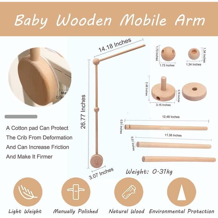 1pc support mobile en bois cadre mobile bébé support de mobile