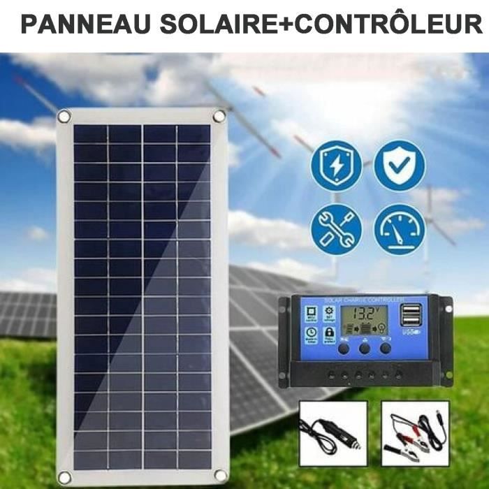 Panneau Solaire 20W 12V Pour Bateau Carpe - Chargeur Avec Câble Et Diode - Neuf