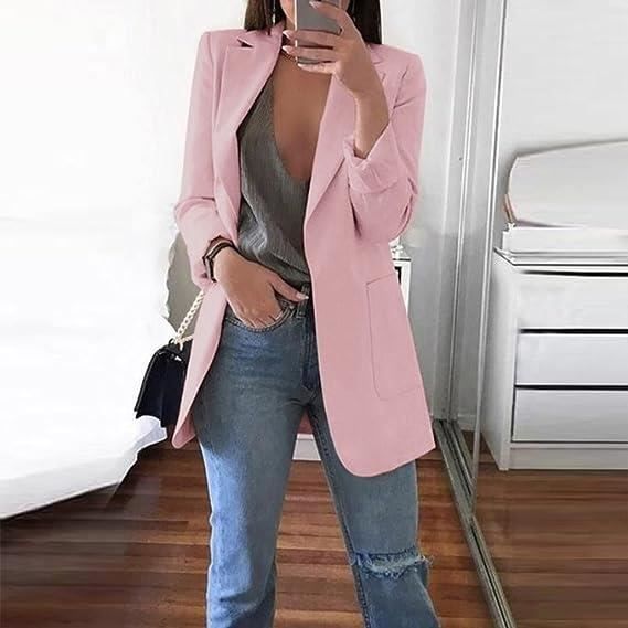 Blazer Femme Élégant - Veste De Costume Sportive à Col Rabattu Pour Bureau Ou Sortie
